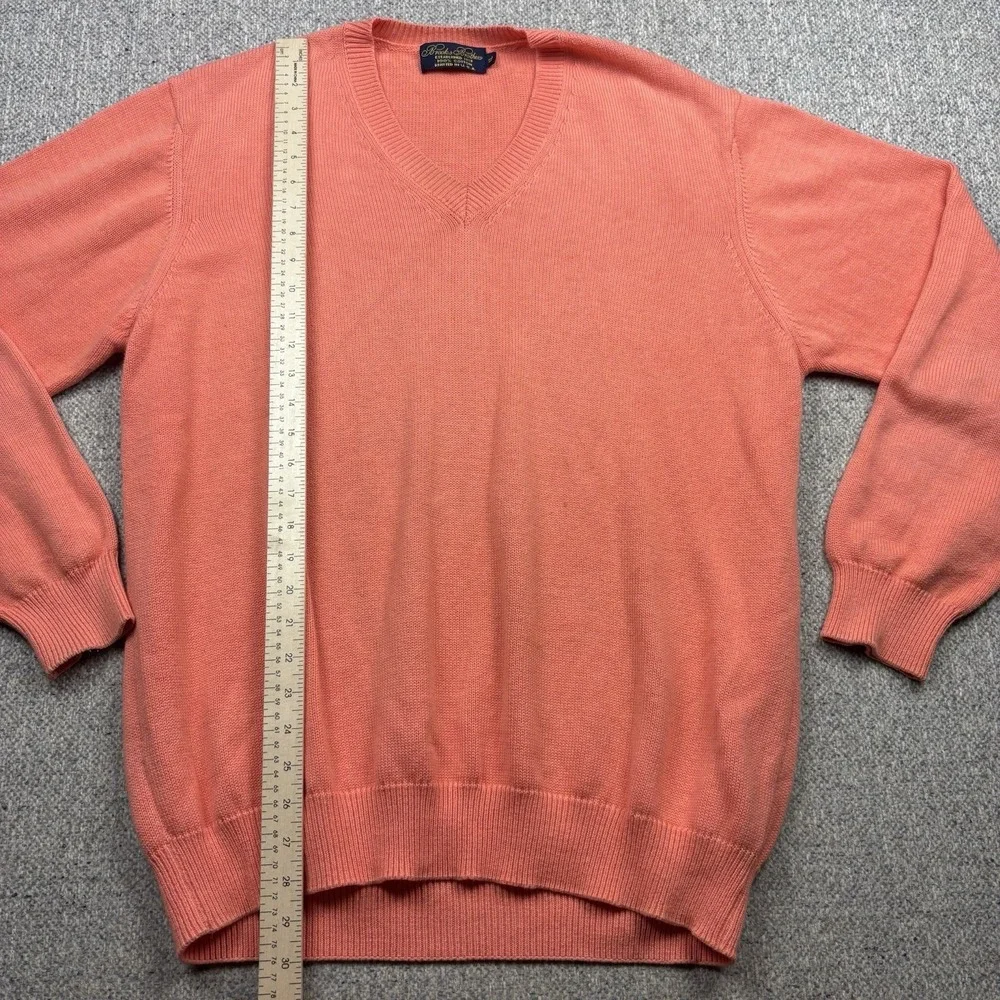 Vintage Brooks Brothers Makers Sea Island Cotton Sweater Mens XL Pink V Neck USA